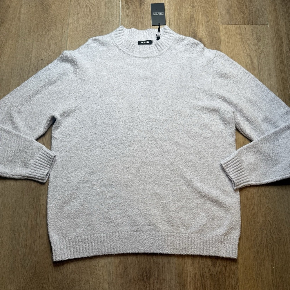 New Murano Mens Pullover CrewNeck Textured Knit White Sweater XL